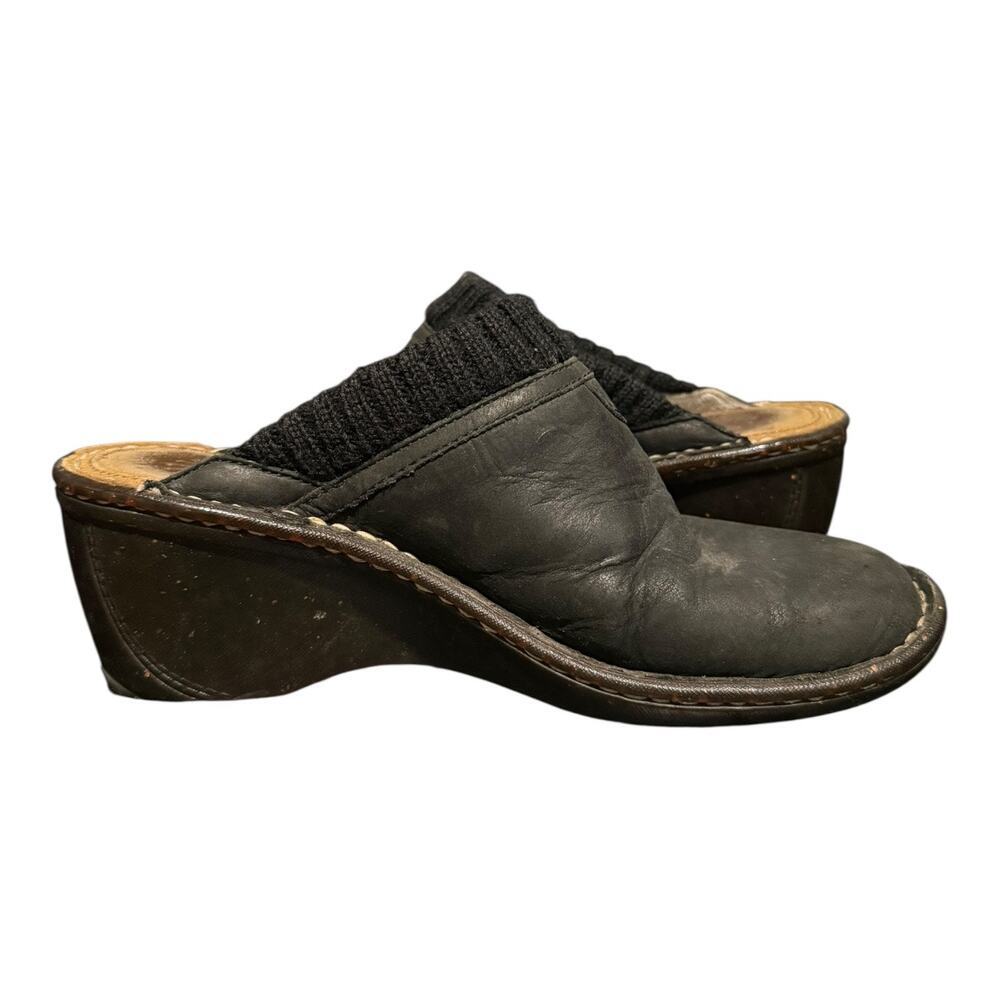 UGG Wedge Clog Shoes Women’s Size 8 Black Suede Shearling Lined Slip On Comfort - Picture 8 of 9